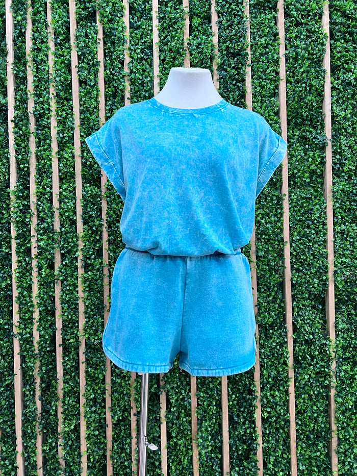 Acid Wash Short Pant Set