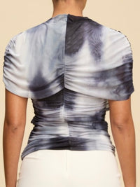 Beautiful Navy Mesh Mock Neck Top