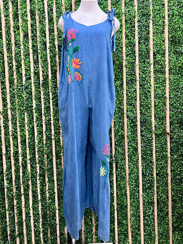 Tencel Embroidered Loose Fit Jumpsuit