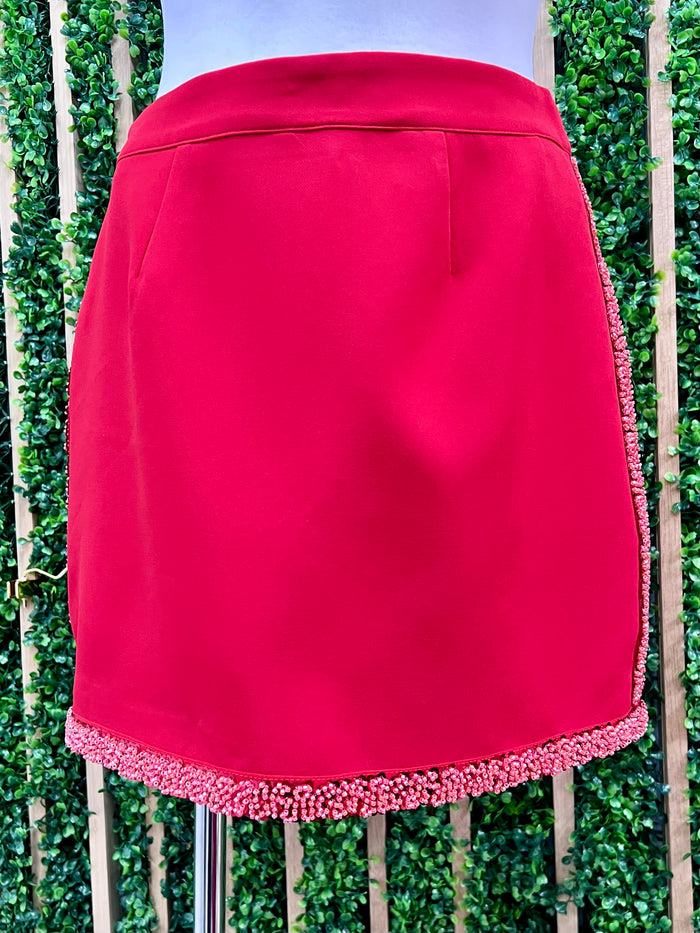 Beautiful Red Embellished Skirt