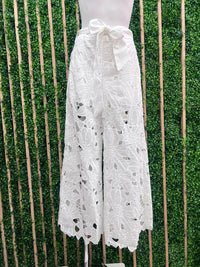 Beautiful White Cutout Floral Lace Pant