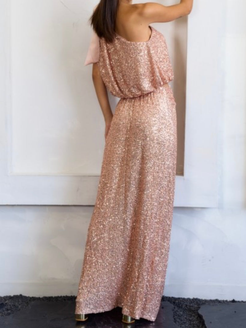 Exquisite Rose Gold Maxi Skirt