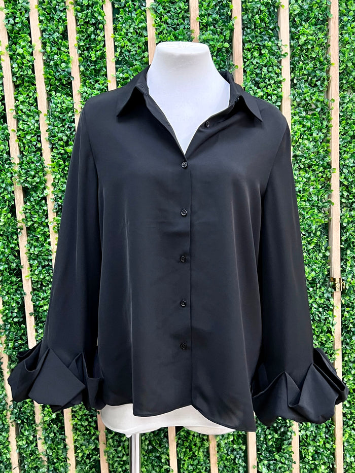 Black Bubble Accent Shirt Dress