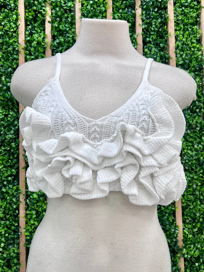 Chenille Ruffled Crop Cami