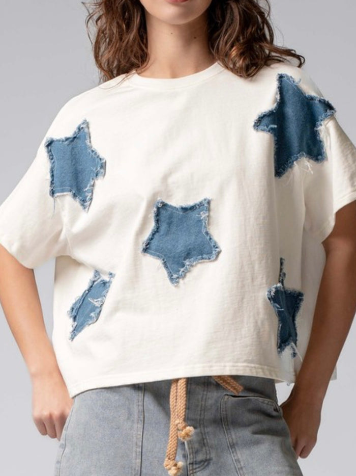 Denim Star Detail Short Shirt