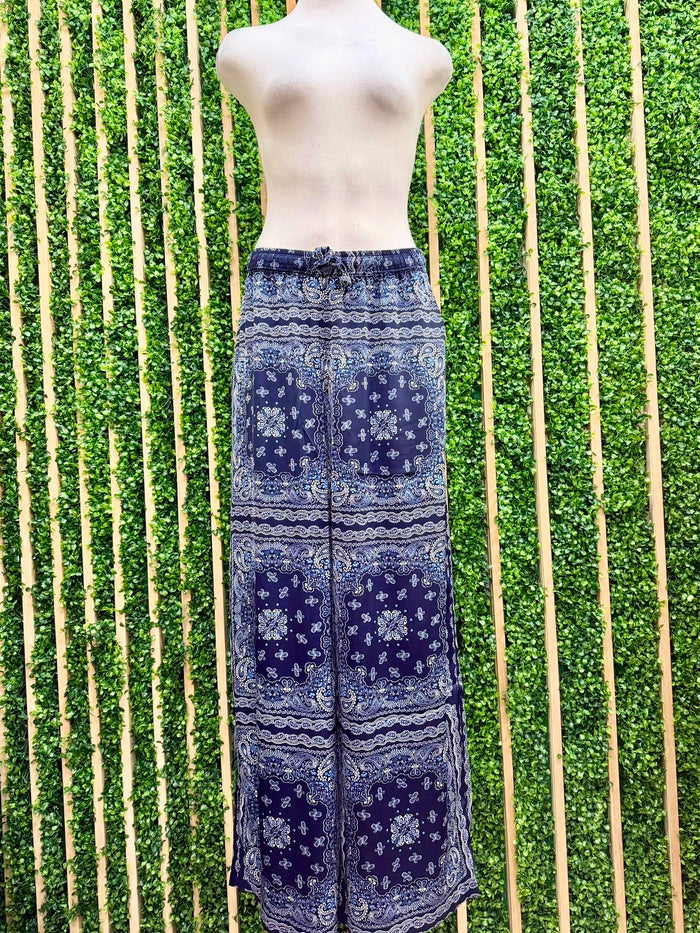 Navy Paisley Breeze Wide Leg Pants