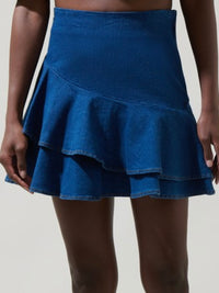 Dark Denim Ruffled Short Skirt