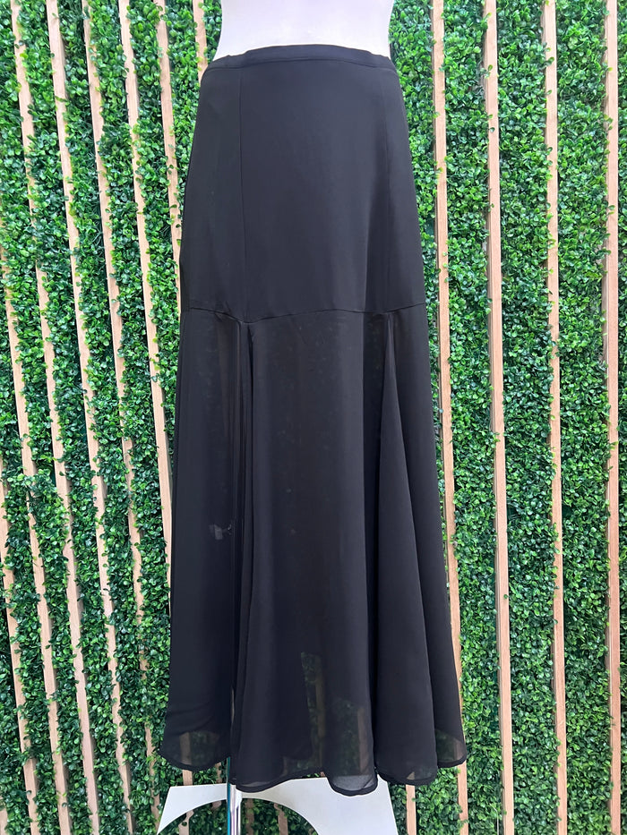 Black Chiffon Godet Maxi Skirt