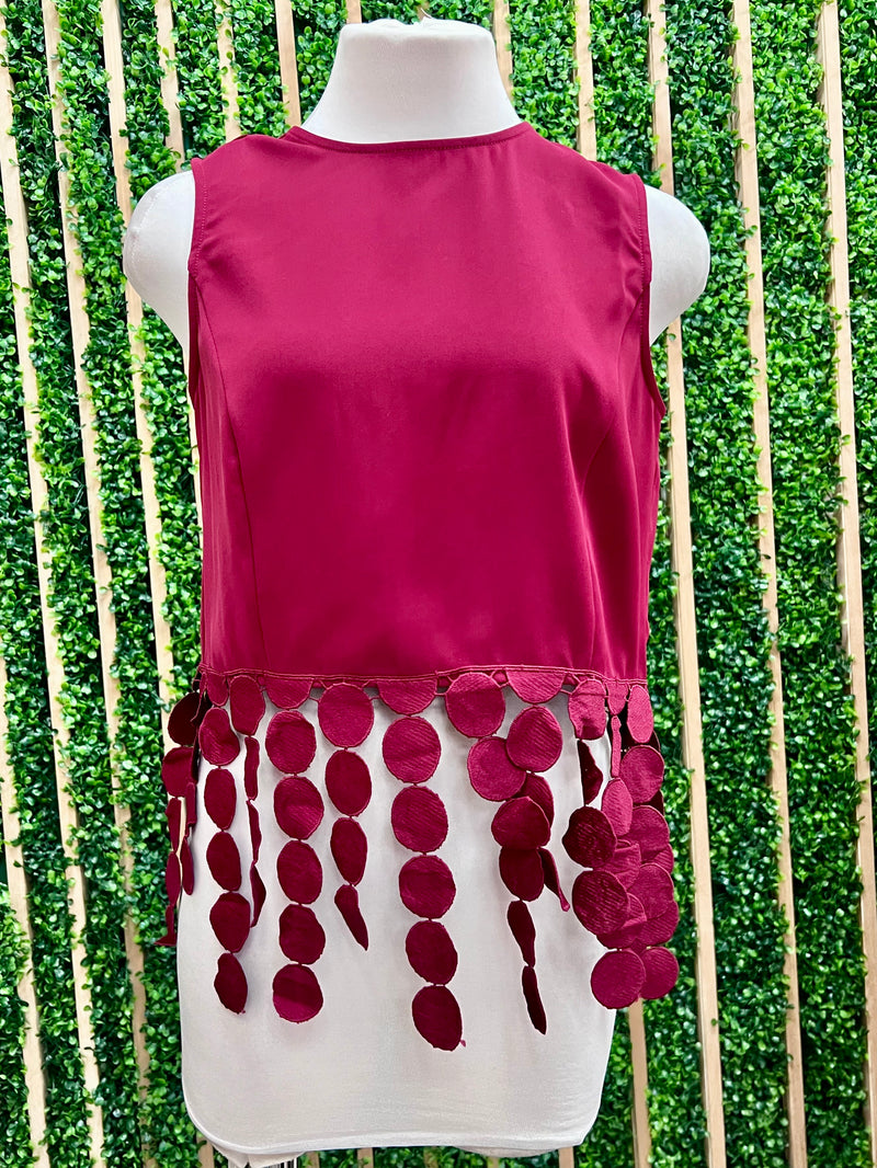 Circle Tassel Trim Sleeveless Top