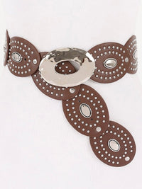 Oval Gold Buckle Suede Elastic Belt