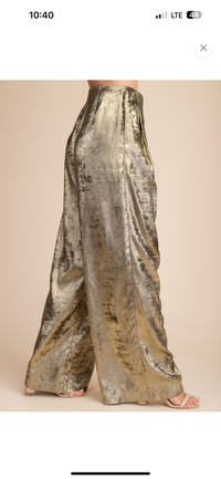 High Waist Metallic Gold Wide Leg Pants
