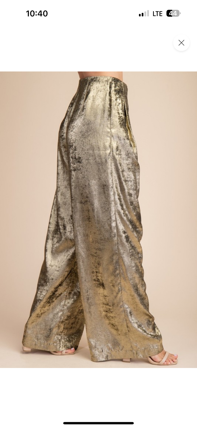 High Waist Metallic Gold Wide Leg Pants