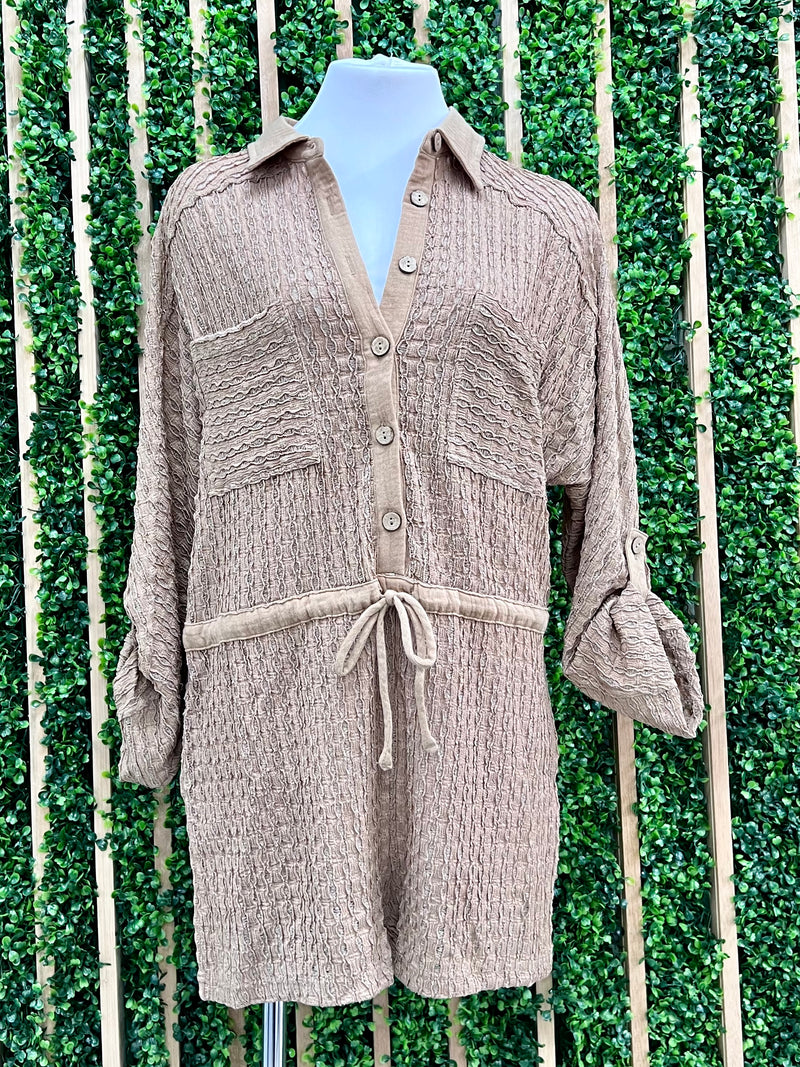 Textured Knit Coverup Romper