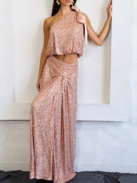 Exquisite Rose Gold Maxi Skirt