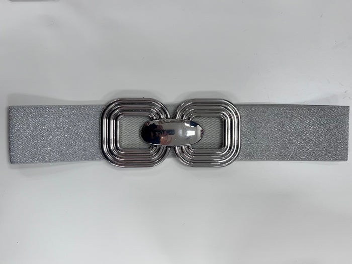 Textured Square Buckle Metallic Belt