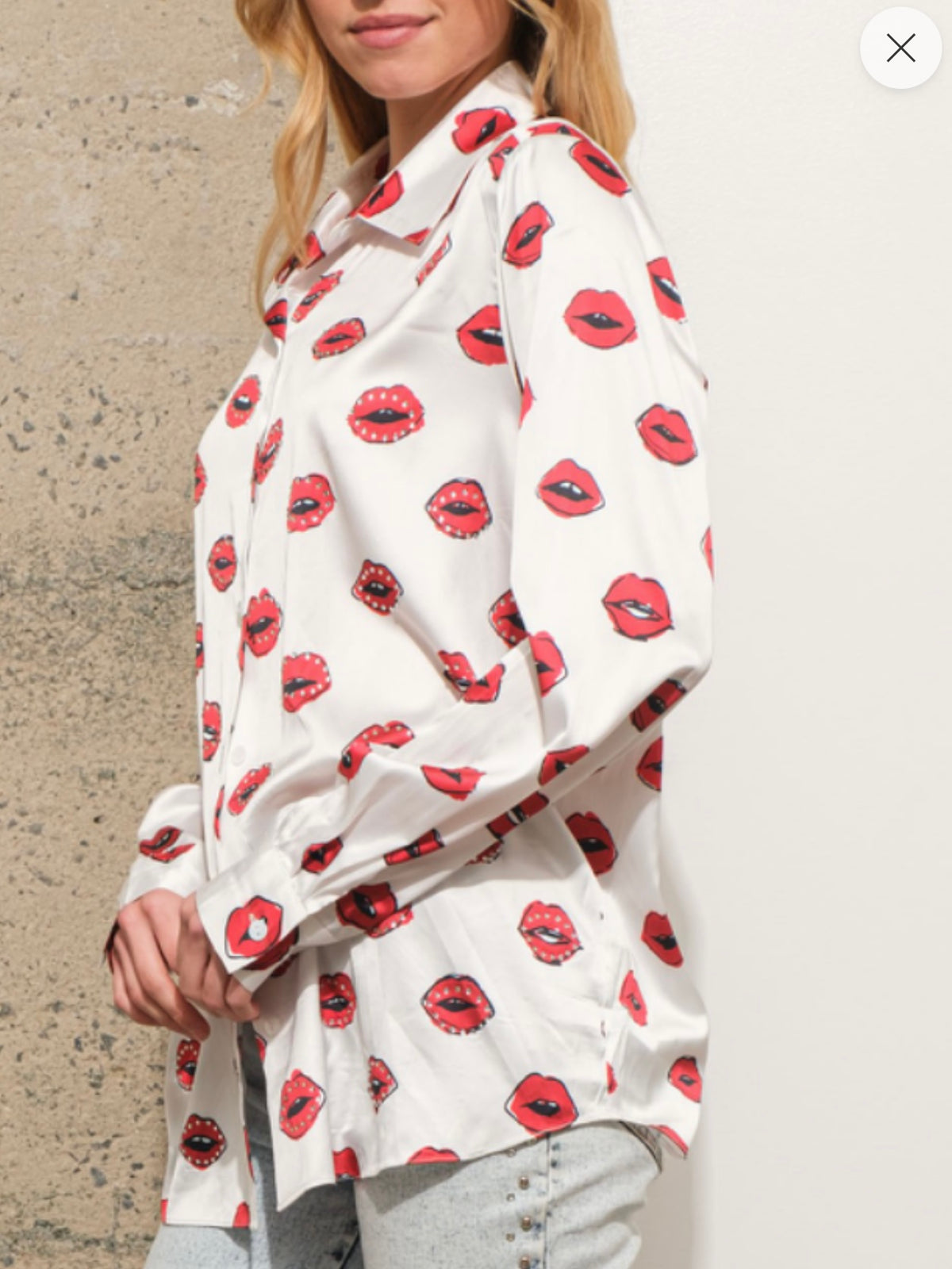 Lips Button Down Blouse