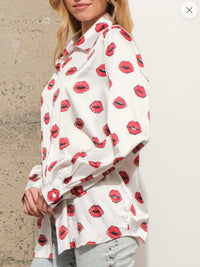 Lips Button Down Blouse