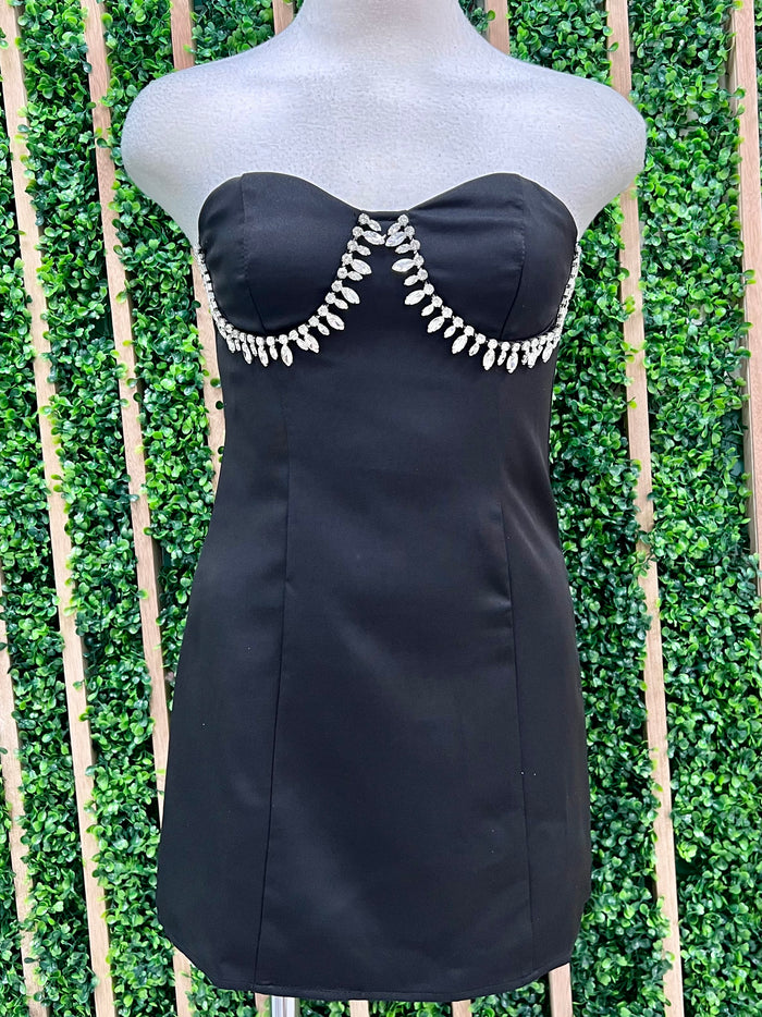 Black Tube Embellished Dress