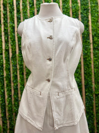 Ivory Tailored Button-Front Sleeveless Vest Top