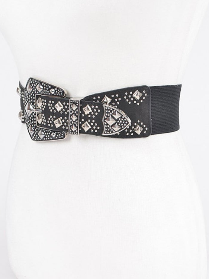 Black Multi Metal Diamond Studded Elastic Belt