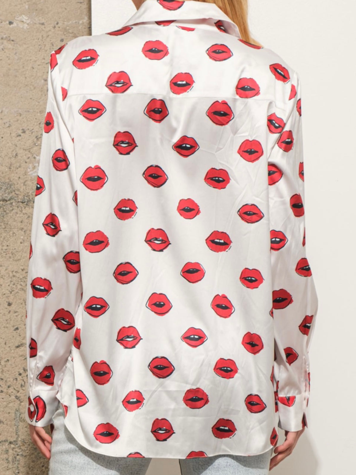 Lips Button Down Blouse