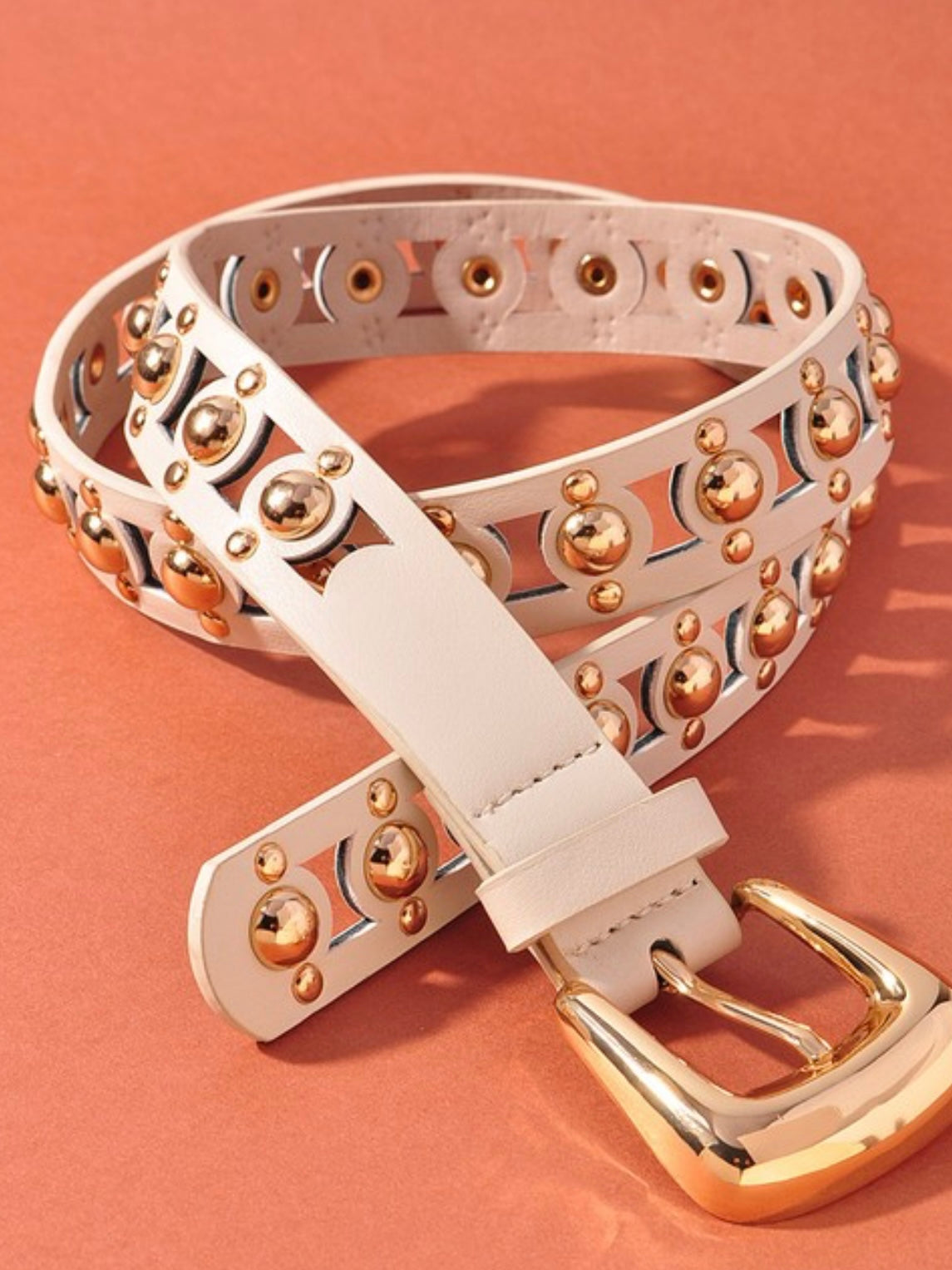 Cutout Studded Pleather Belt