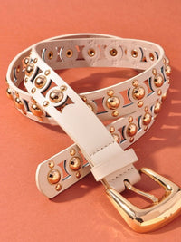 Cutout Studded Pleather Belt