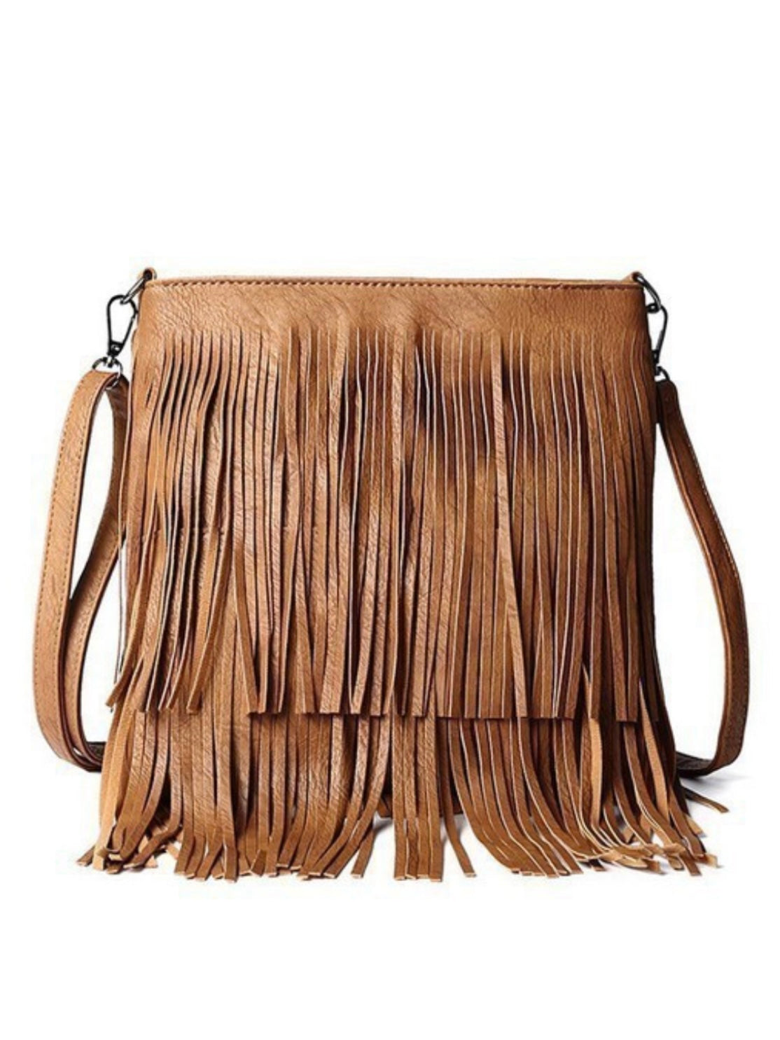Double Layer Tassel Pleather Crossbody Bag