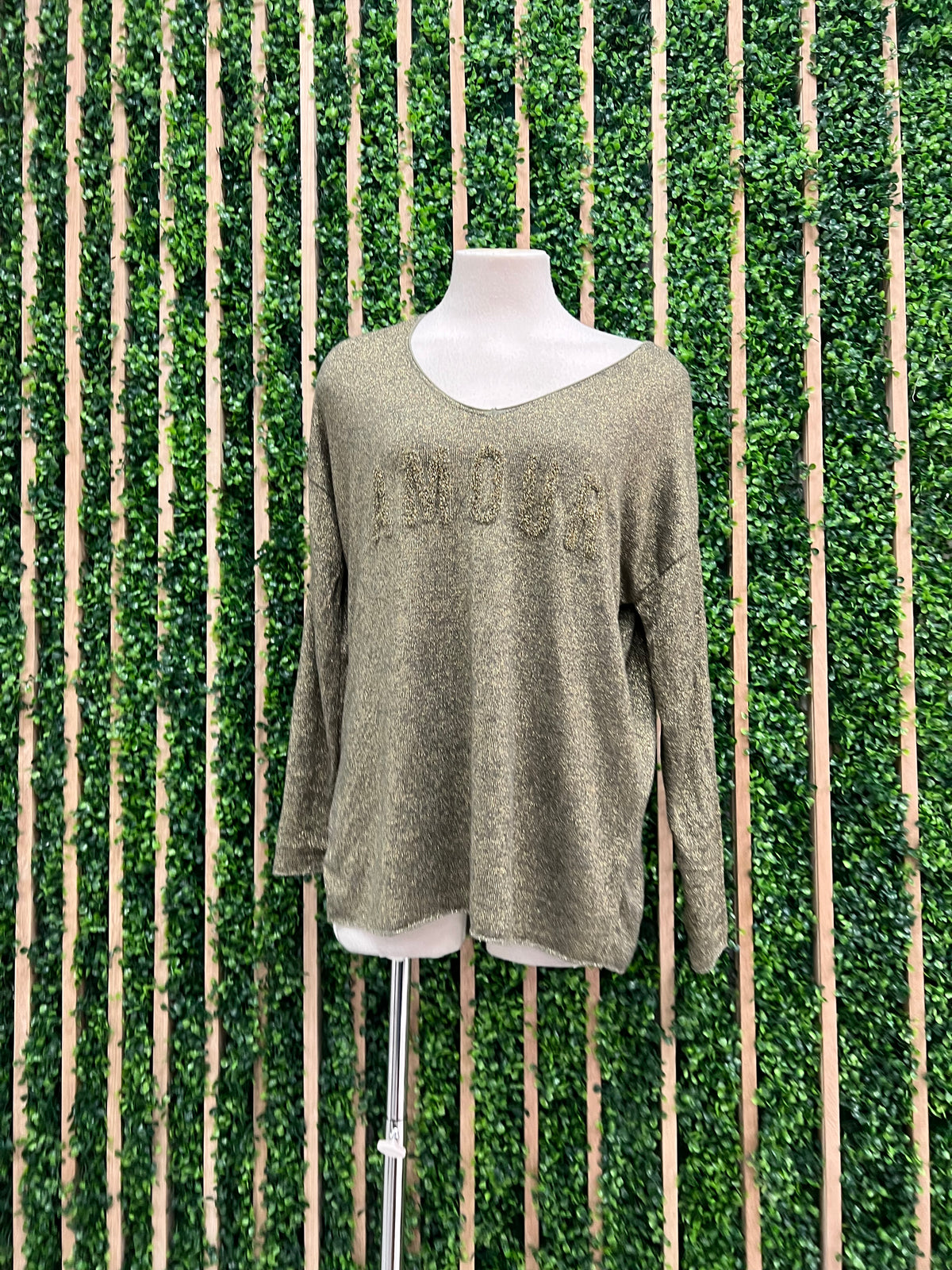 Amour Lurex Jersey Long Sleeve Top