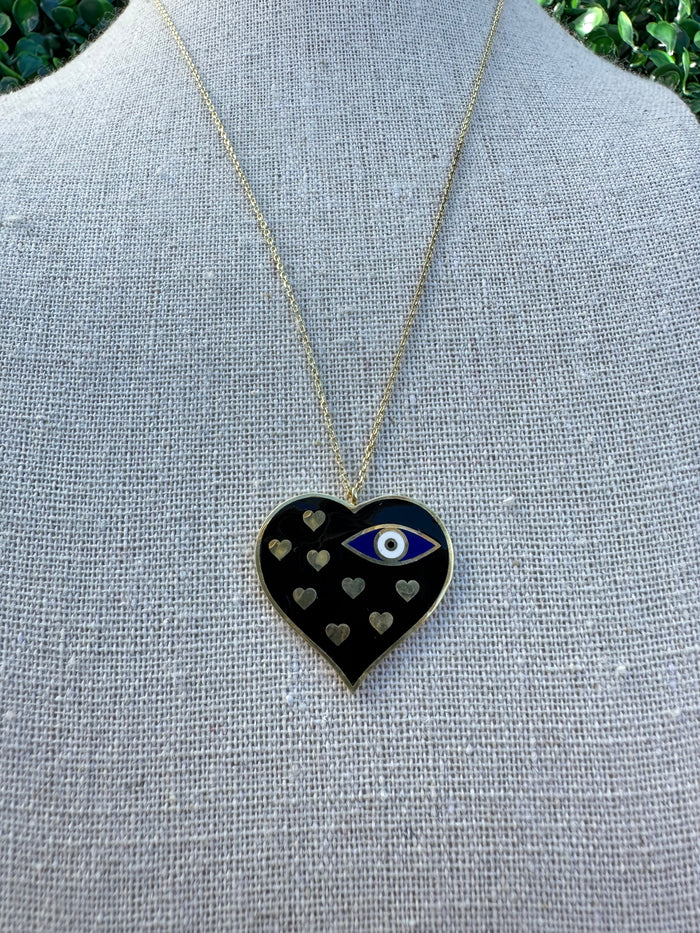 Large Enamel Heart Necklace