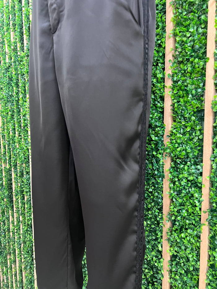 Black Tuxedo Lace Detail Jogger Pant