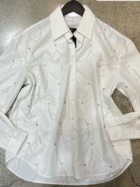 Feather Crystal Detail Button Down Blouse