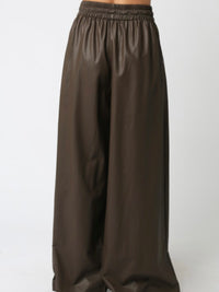 Elastic Waist Pleather Wide Leg Pants