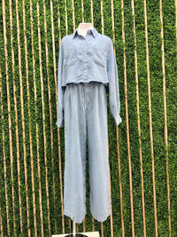 Self Tie Tencel Wide Leg Pant Set