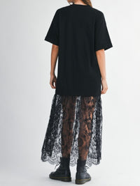 Oversize Lace Contrast Skirt Shirt Dress