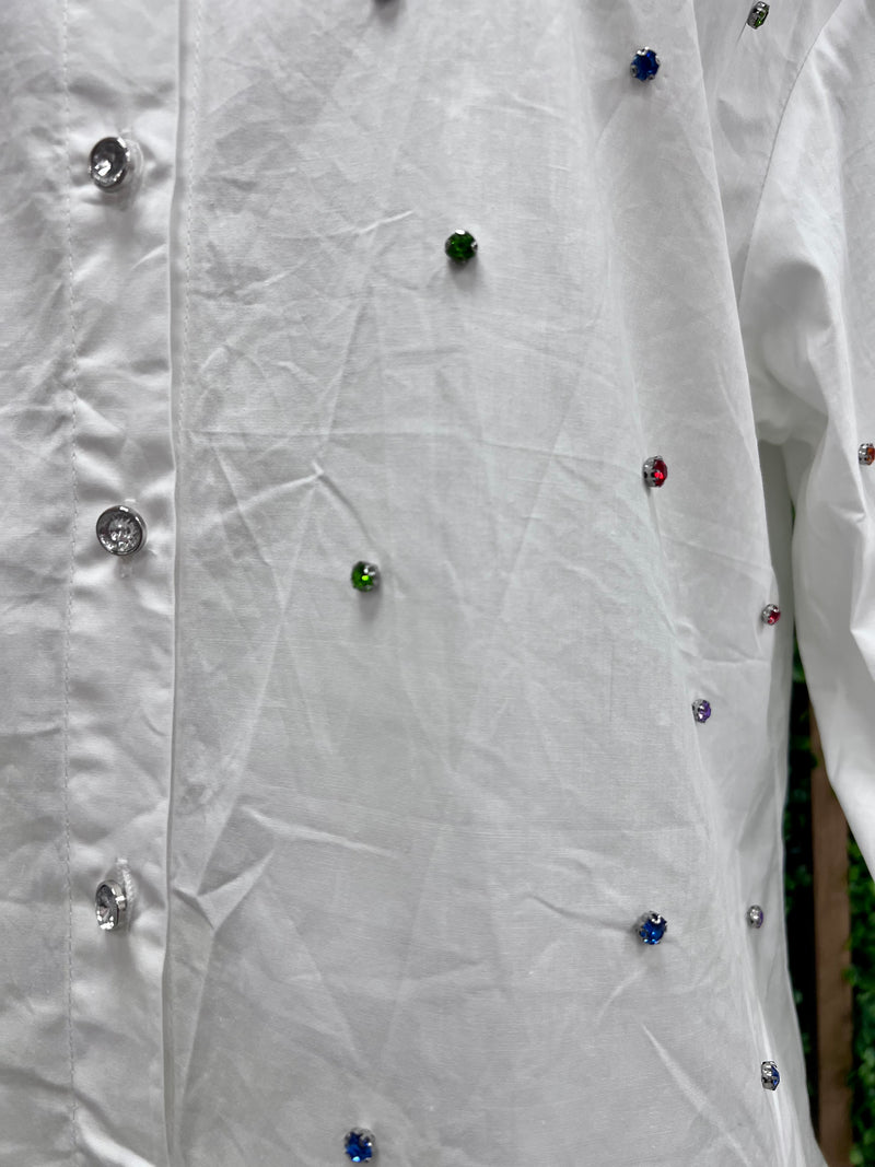 Multi Rhinestone Detail Blouse
