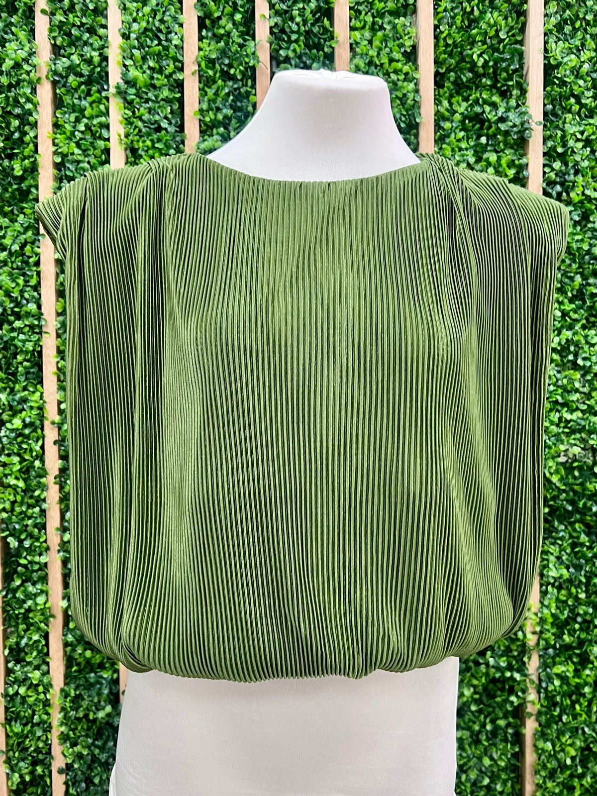 Olive Pleated Crop Top