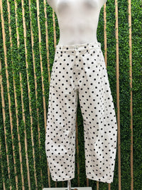 White Polka Dot Barrel Jeans