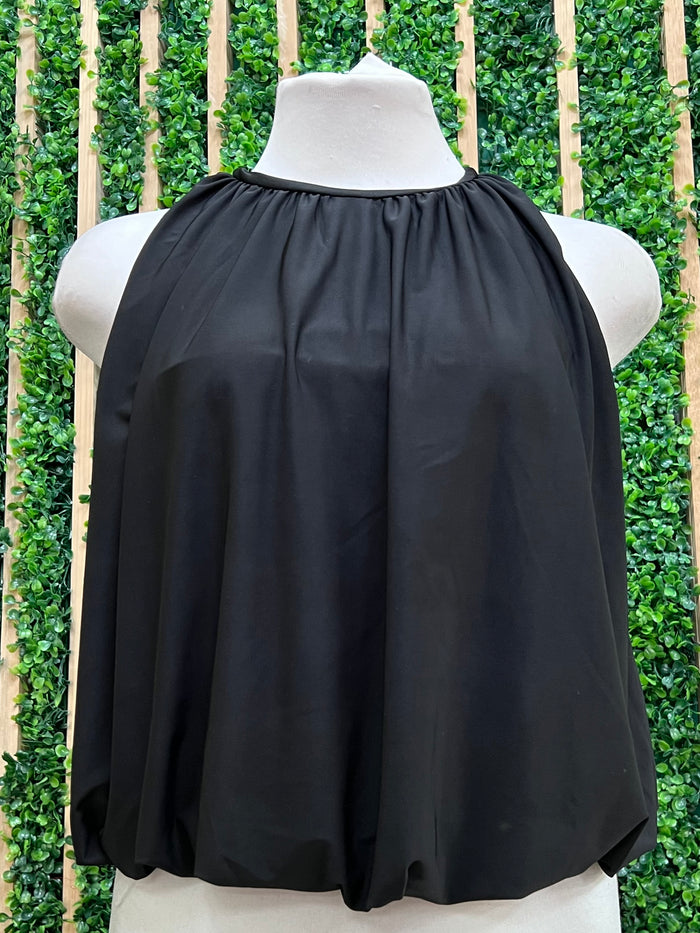 Black Gathered Halter Top