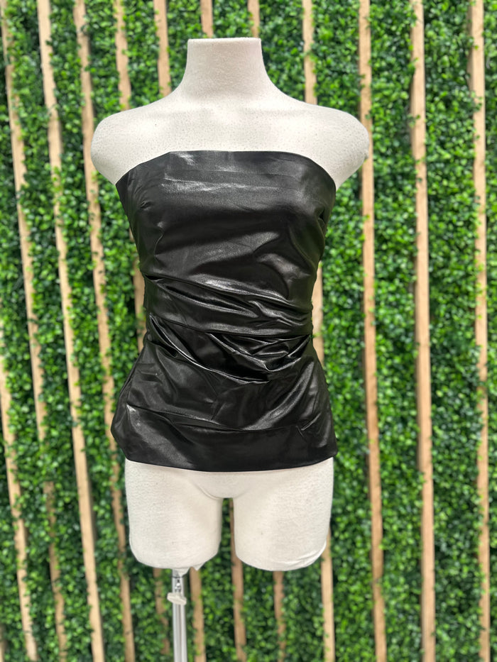 Metallic Ruched Strapless Top