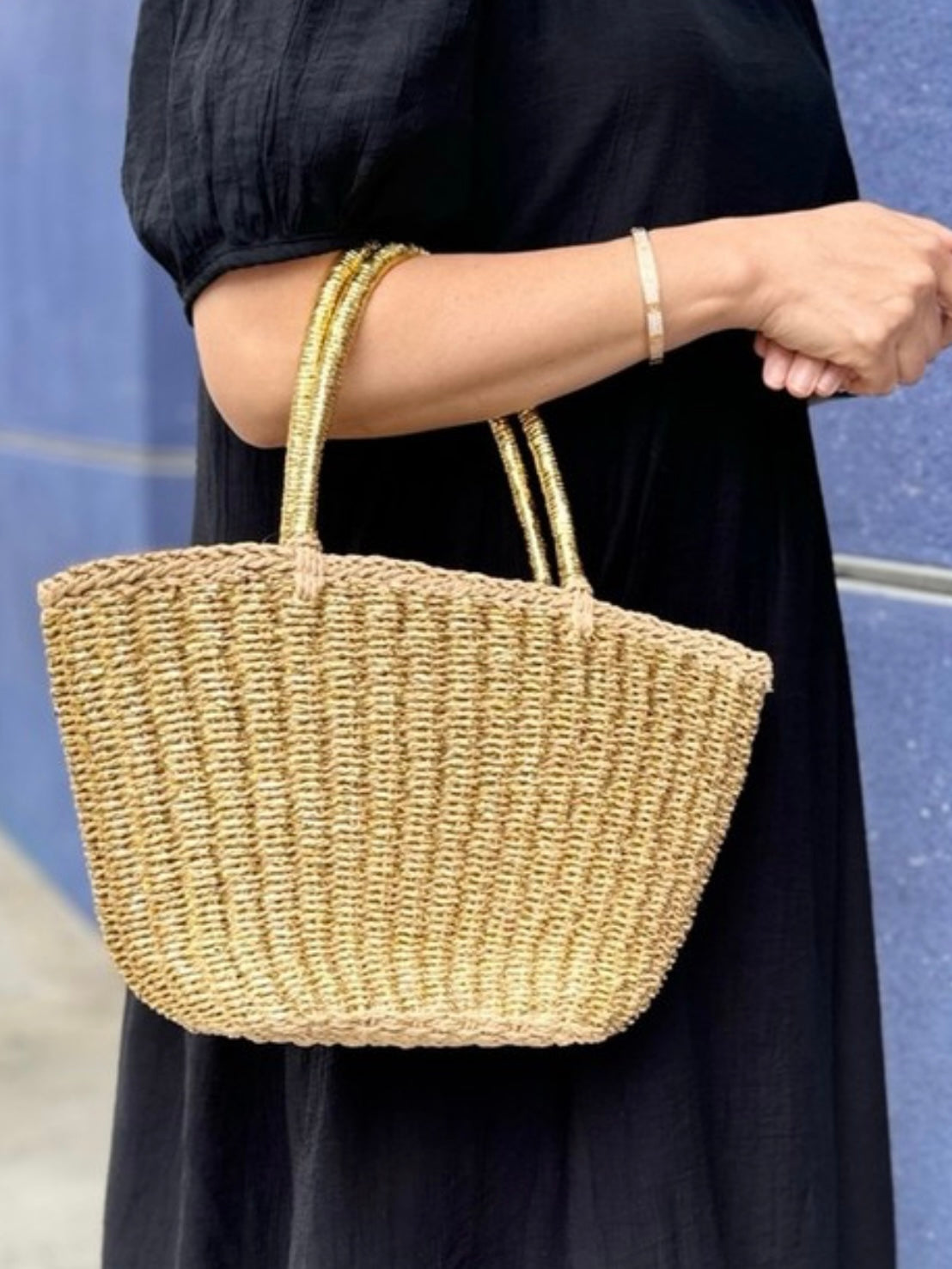 Faux Straw Metallic Sunshine Tote