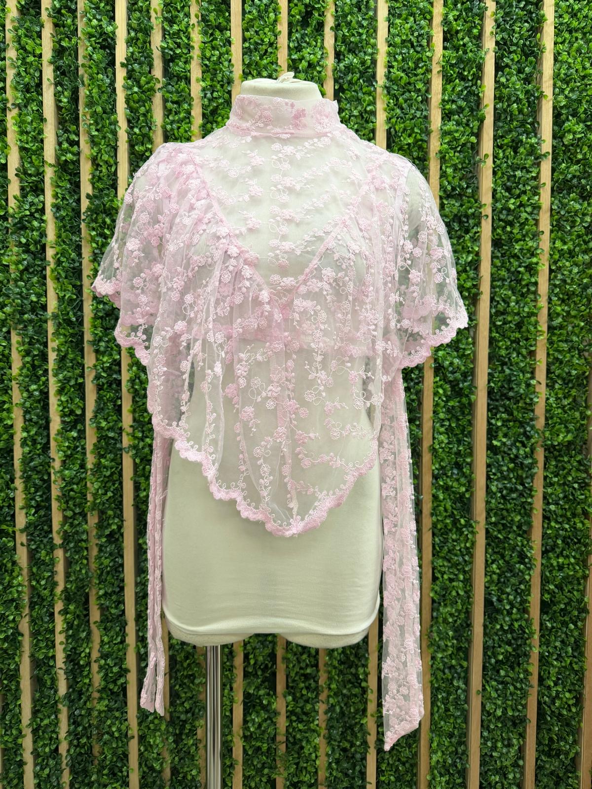 Sheer Floral Lace Shawl Poncho Top