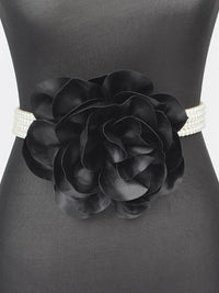 Large Flower Pearl Elastic Belt