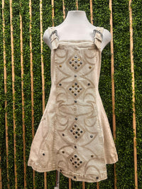 Studded Western Denim Buckle Detail Short Dress