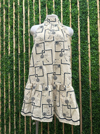 Beautiful Embroidered Soft Blue Ivory Dropwaist Short Dress