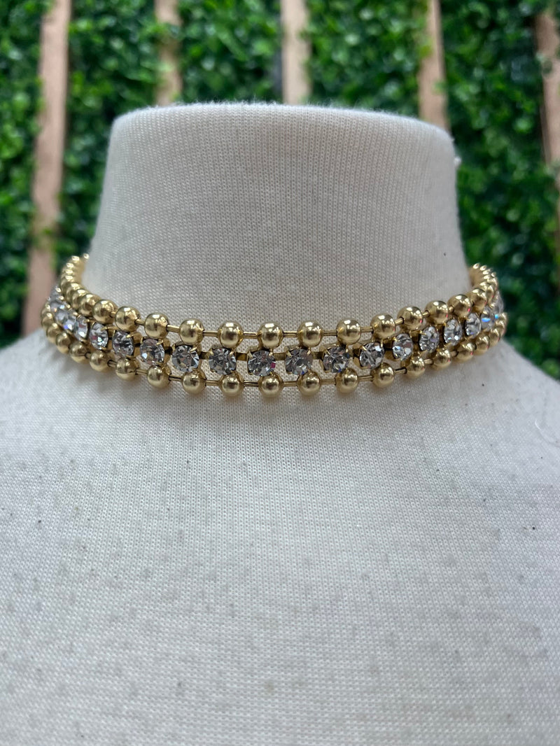 Yochi Rhinestone Trim Necklace