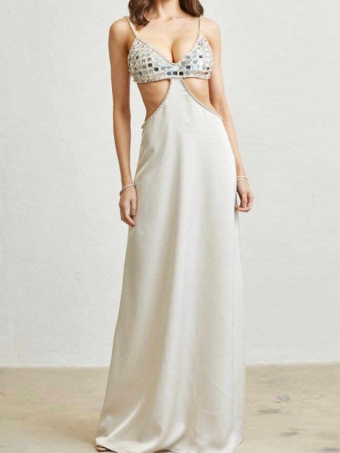 Exquisite Crystal cutout Maxi Dress