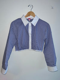 Blue Striped Short Skirt Set