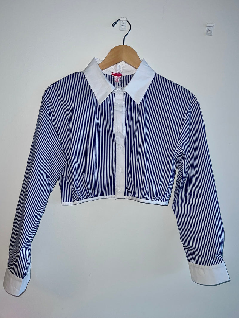 Blue Striped Short Skirt Set