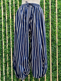 Navy Coastal Breeze Stripe Balloon Pants